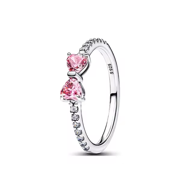 Bow Ring - Silver/Pink