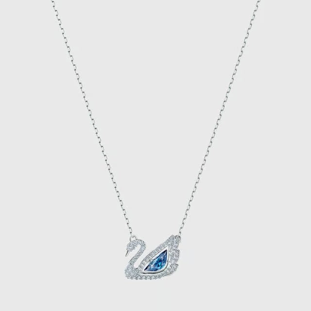 Swan Necklace - Silver/Blue