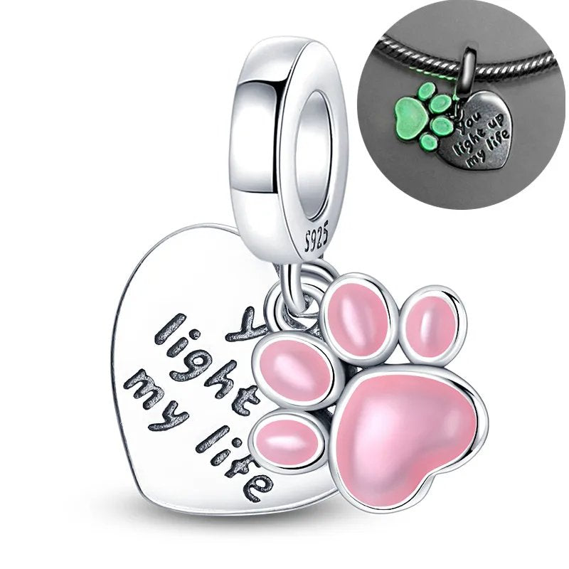 Paw Print Heart Charm