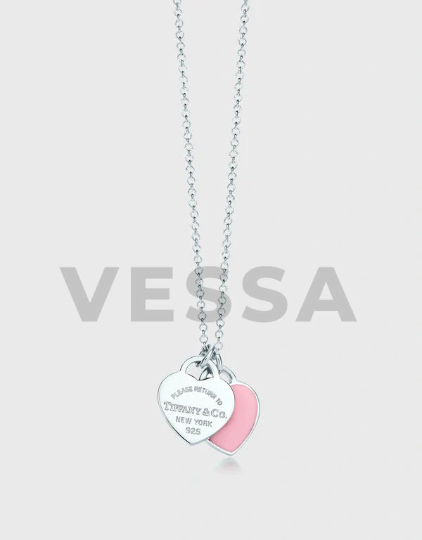 Vessa's Double Heart Necklace - Pink