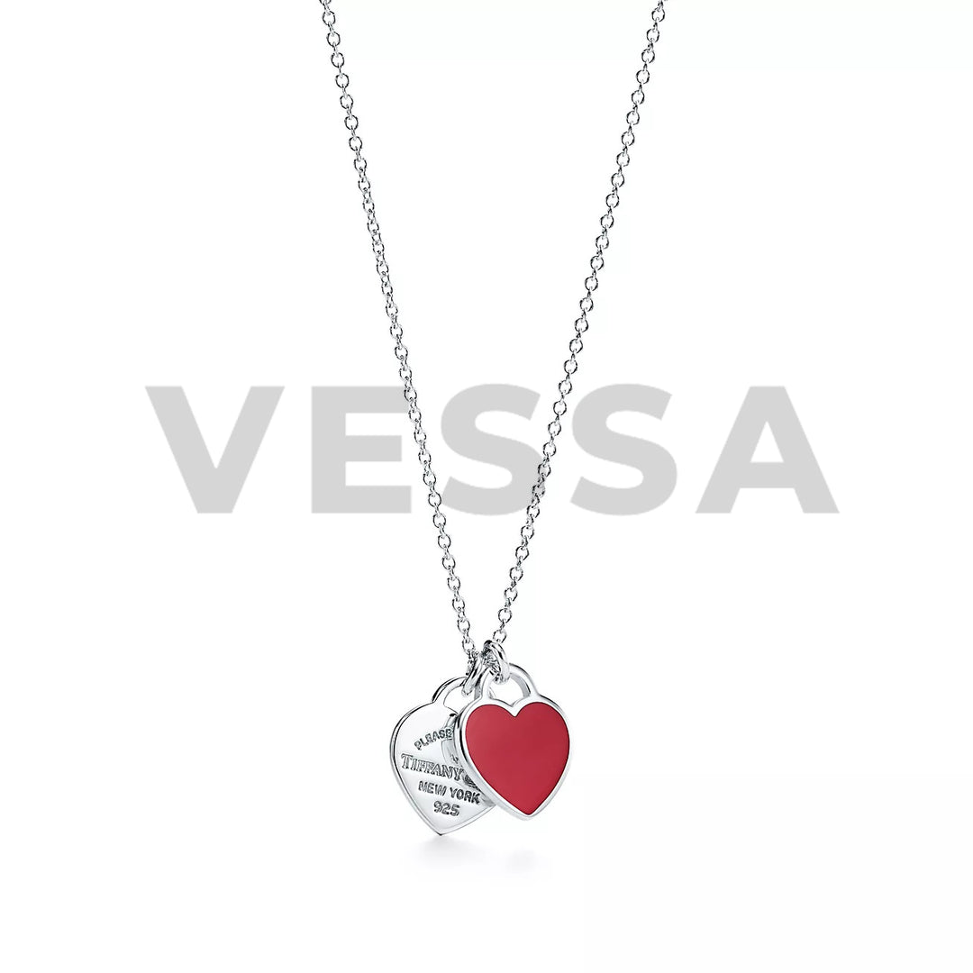 Vessa's Double Heart Necklace - Red