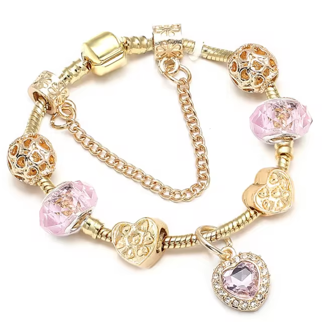 Gold Hearts Charm Bracelet
