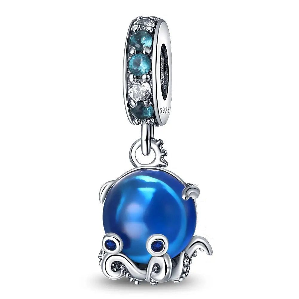 Blue Pearl Octopus Charm
