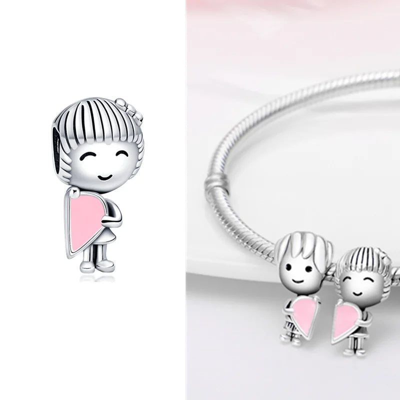 Girl with Pink Heart Charm