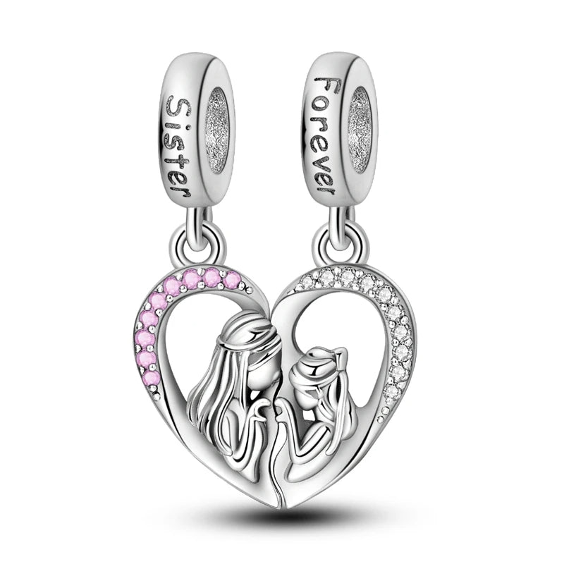 Sister Forever Heart Sterling Silver Charm