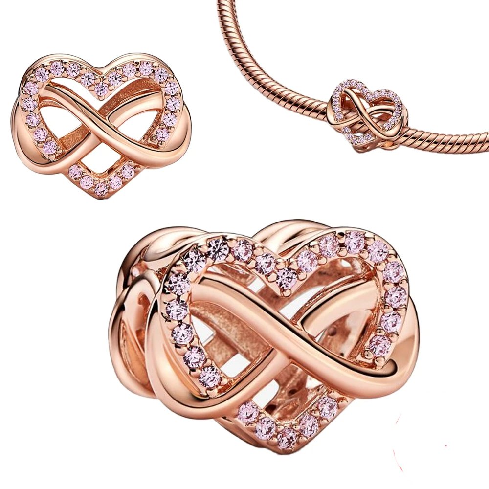 Rose Gold Heart Infinity Love Knot Charm
