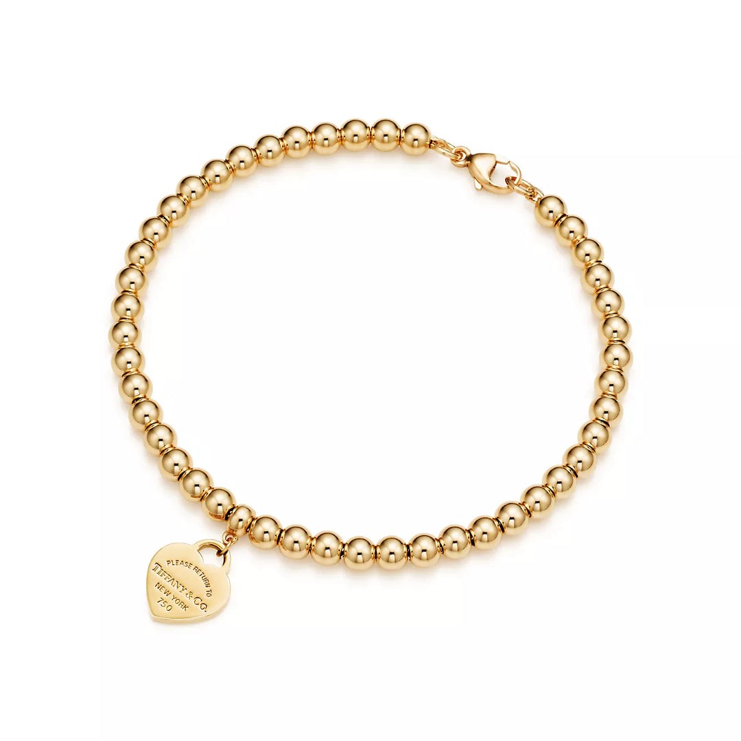 Beaded Heart Bracelet - Gold